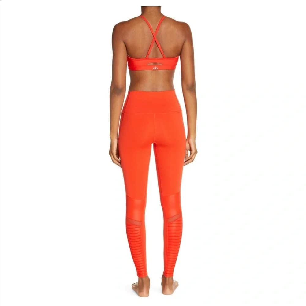 ALO Yoga Airbrush Moto High Waist 7/8 Leggings Cherry Red NWT